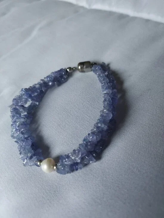 Jtv Tanzanite chip bracelet with pearl