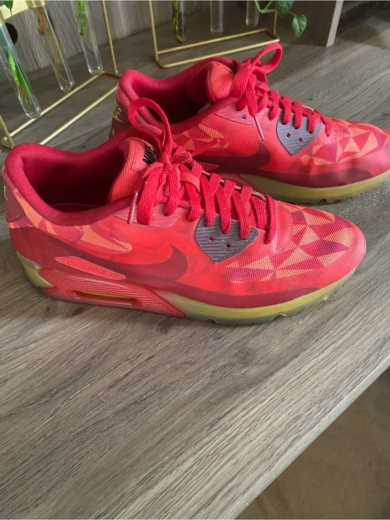 Nike Air Max 90 Ice Gym Red Geometric Sneakers Mens 9 Womens 10.5 Rare