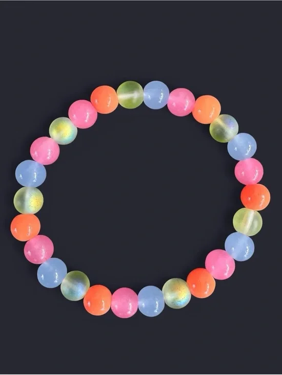 Bubblegum Beam Glass Bead Bracelet