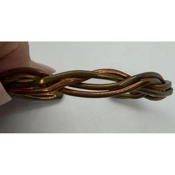 Vintage Women's Copper Gold Tone Twisted Braided Cuff Bracelet 7.5