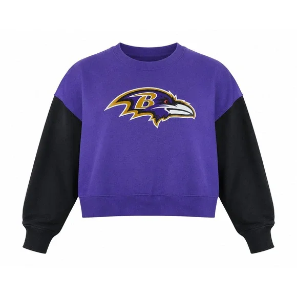 Nike Baltimore Ravens Women XL Colorblock Cropped oversized Sweatshirt sporty