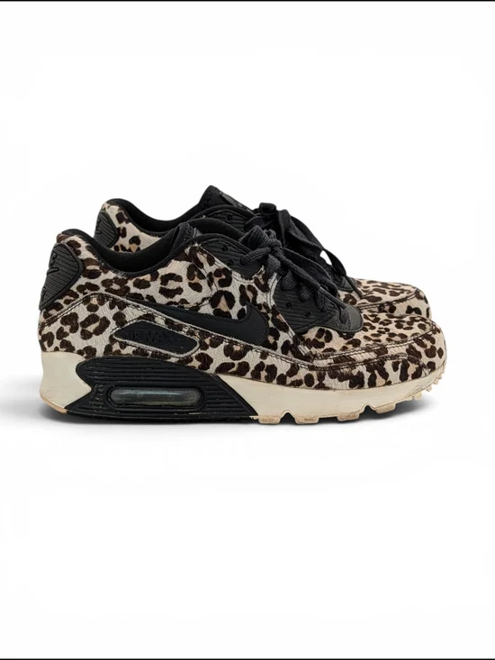 Vintage Nike Air Max Leather Cow Hide Leopard Print Athletic Sneakers Size 7.5