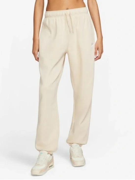 Nike Cream Track Pants - Women's Drawstring Joggers Oversized Fit Mid Rise