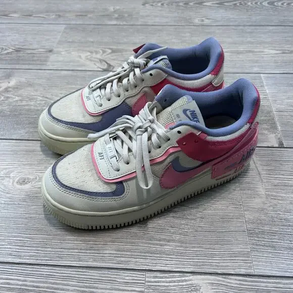 Nike Air Force 1 Shadow 'Sail Sea Coral' White Pink Purple 7.5 EUC