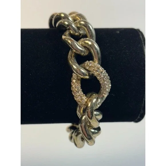 Chain‎ Bracelet in Gold Tone with Rhinestone Detail Chunky Retro Maximalist