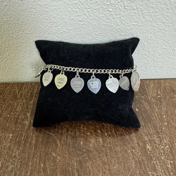 Sterling Silver Beta Epsilon Phi Sorority Heart‎ Charm Bracelet 1960 - 1970