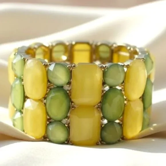 Art‎ Deco Inspired Green and Yellow Stone Bracelet