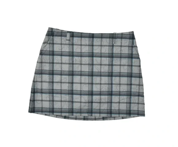 Nike Golf Dri-Fit Skort Size 14 Gray Plaid Swirl Pattern Active Athletic Golf