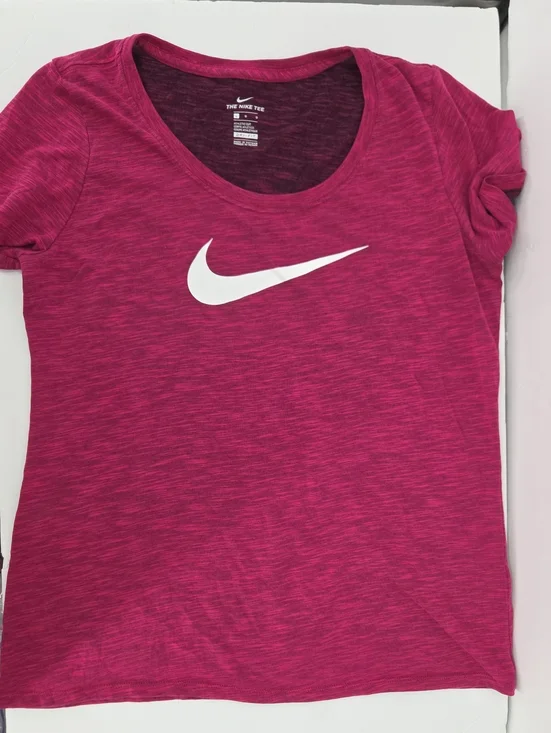 Nike Women's Heathered Magenta Short Sleeve Tee with White Swoosh