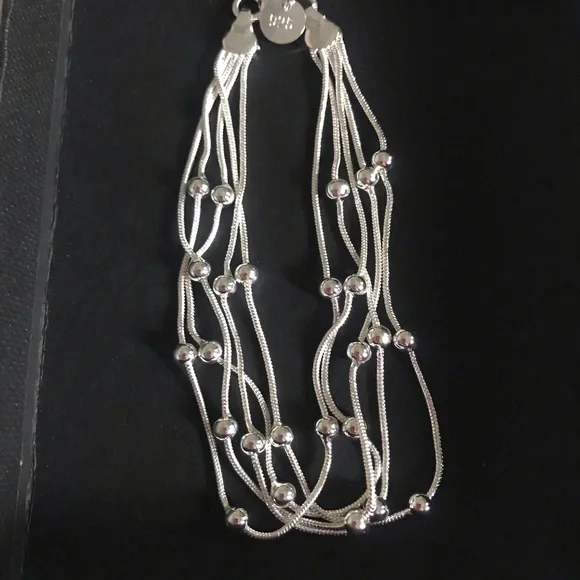 Elegant Multi-Strand Sterling Silver Bead Bracelet - Women Jewelry
