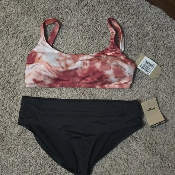 Nike Pink Tie-Dye Sports Bra And Full Coverage Bottoms