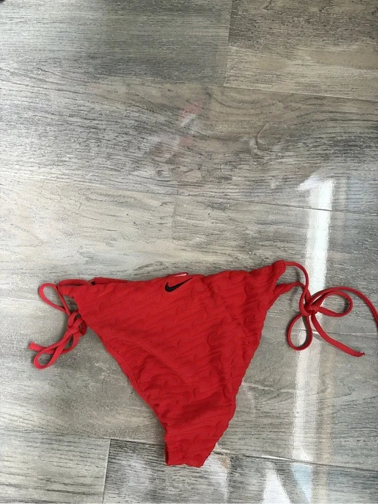 BRAND NEW Nike Red Textured Bikini Bottoms with Black Swoosh
