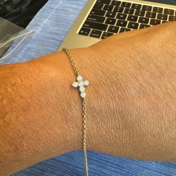 Moissanite Cross Bracelet 925 Sterling Silver 0.75 CTW NWT 8” Station Chain