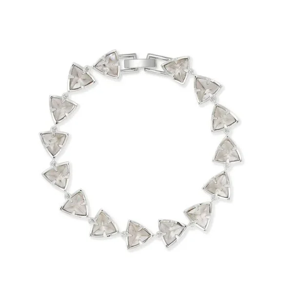 New Kendra Scott Perry Silver Link Bracelet in Gray Illusion NWT