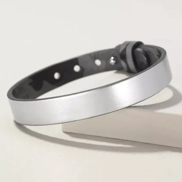 KEEP Collective Single Black Gray Camo & Silver Reversible Leather Bracelet NEW
