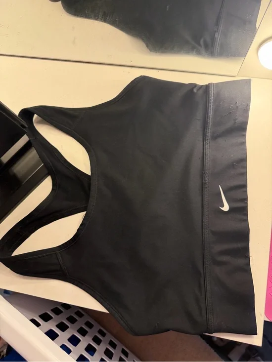 Nike Black Racerback Sports Bra with White Swoosh