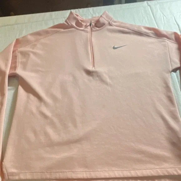 Nike Dri-FIT 1/4 Zip Moisture Wicking Pink Women's Running Pullover Top Size M