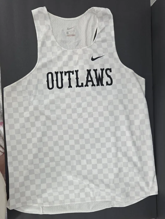 Nike White Checkerboard Outlaws Tank Top with Black Logo