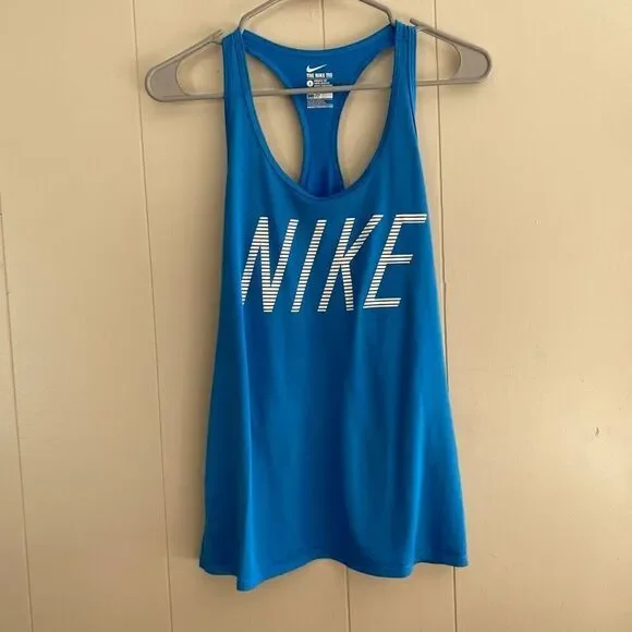 Nike Dri-Fit Blue Racerback Tank Top | Athletic Workout Training Shirt Size L