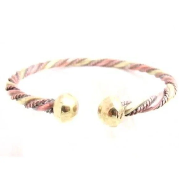 Vintage‎ Detailed Braided Copper & Brass Golden Cuff Bangle Bracelet