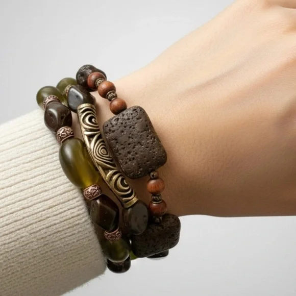 3 Piece Bundle, Boho Artisan Handmade Artisan Bracelets