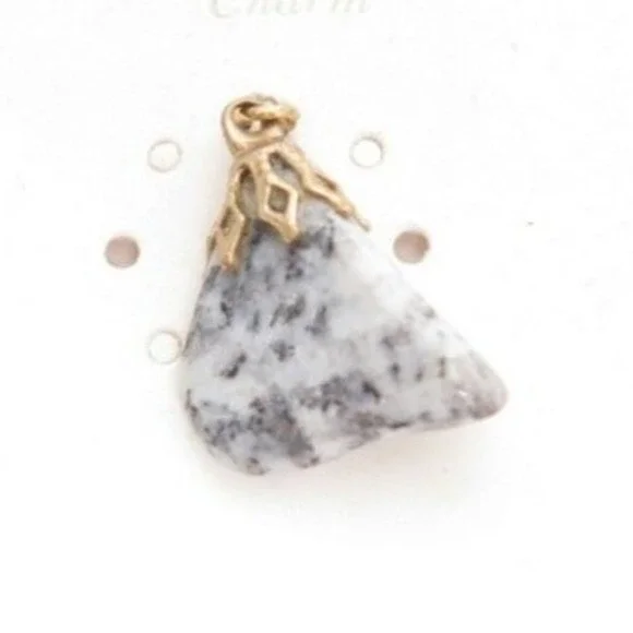 Vintage Blue Grey Granite Gemstone Charm‎