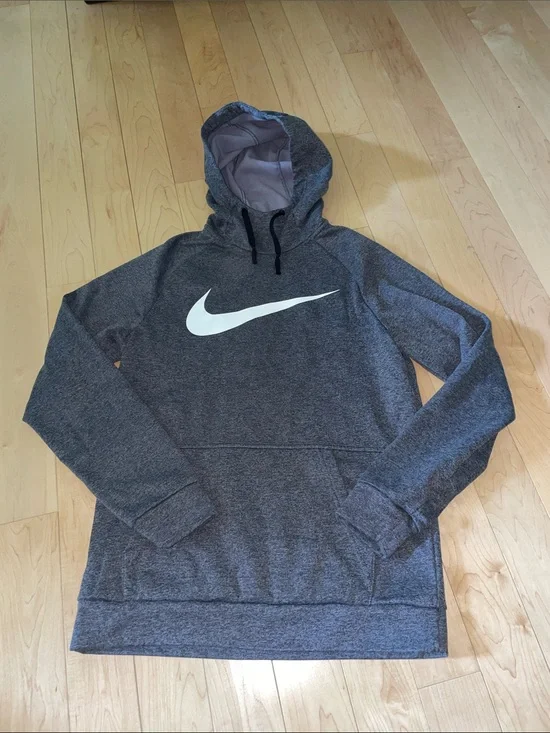 Nike Dark Gray Crewneck Hoodie with White Swoosh small