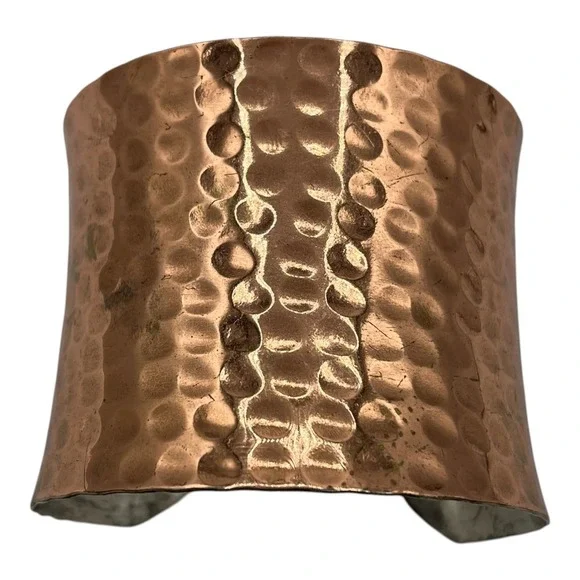 Hammered Pebbled Copper‎ 2' Wide Cuff Bracelet Statement Boho Artisan Metal READ