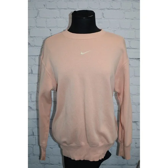 Nike Crewneck Sweatshirt Women XXS Peach Pink Oversized Mini Swoosh **