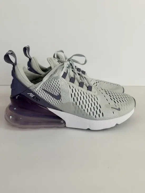 Nike Air Max 270 Low Top Mesh Lace Up Breathable Sneakers Gray/Purple/White