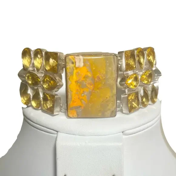 Bumble Bee Jasper 925 Large Gemstone Bracelet
