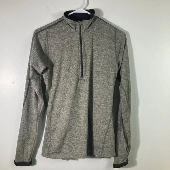 Womens Nike Element Dri Fit Running Top Long Sleeve 1/2 Zip Top Gray Green Brown