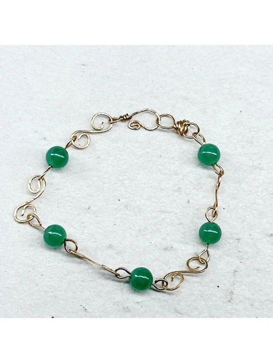 3021u. Natural Stone Swirl Bracelet Green
