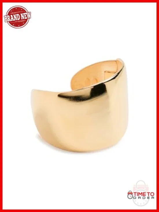 Hinged Cuff Bracelet, Gold Plated Metal, 2.25in Wide