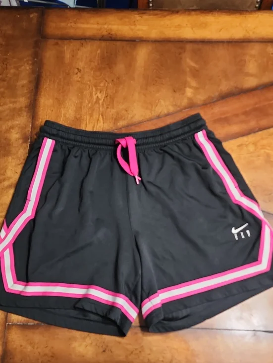 L Nike Women’s Black Athletic Shorts with Pink Trim