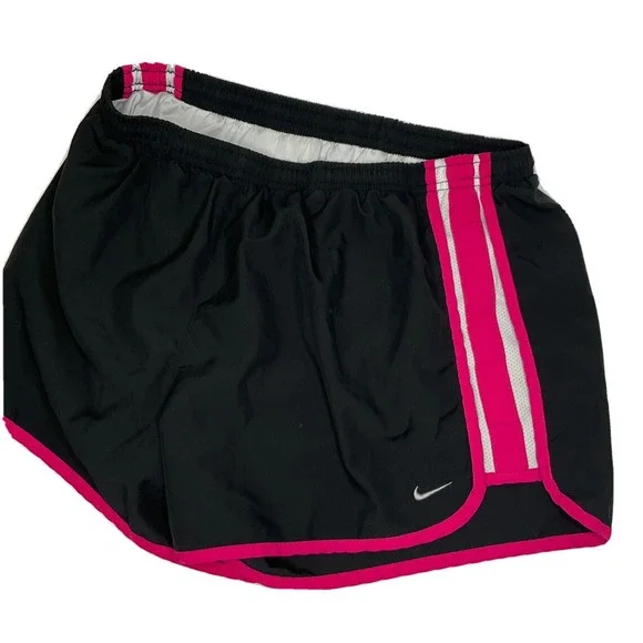 Nike Tempo Shorts Women Sz Large Running Athletic Fitness Lined Black Fuchsia