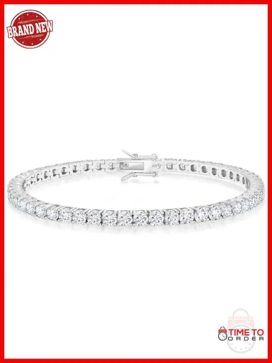 14K White Gold Plated Cubic Zirconia Tennis Bracelet