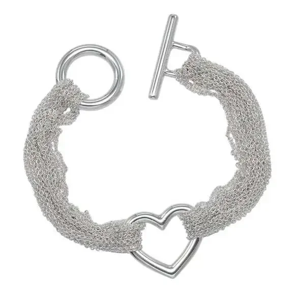 TIFFANY Silver Heart Charm Bracelet