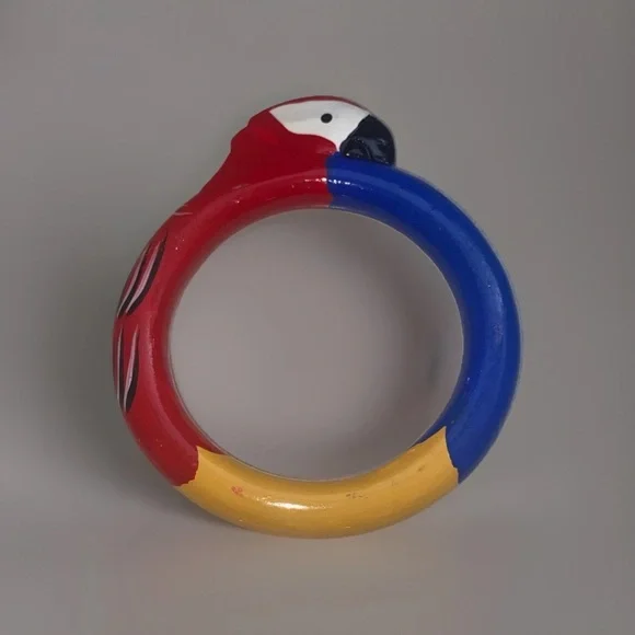 Vintage‎ Wood Bracelet Bangle Toucan parrot Bird Multi colored