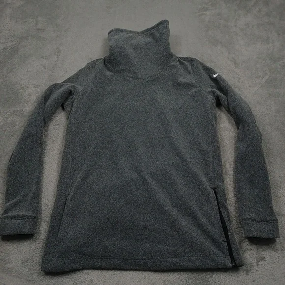 Nike Sweater Womens Medium Gray Dri Fit Tunic Fleece Activewear