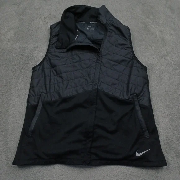 Nike Vest Womens Large Black Full Zip Running Lightweight Pockets Activewear