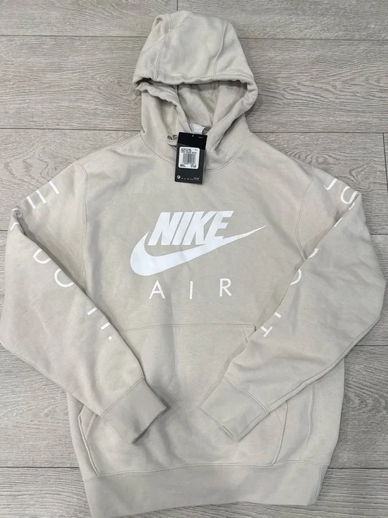 Nike Light Bone Pullover Hoodie with White Swoosh