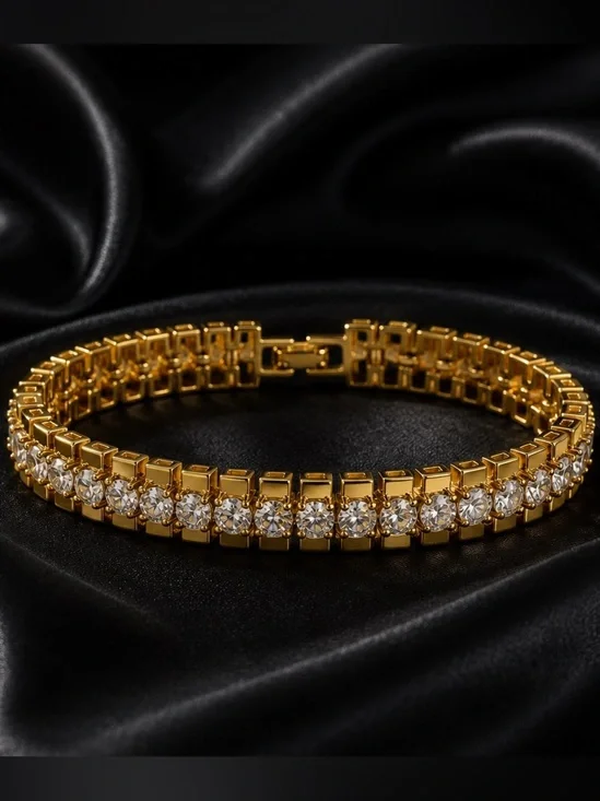 14 K gold plated Cubic Zirconia Chunky bracelet for women