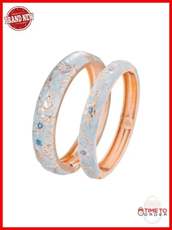 Enamel Bird Floral Spring Hinged Bangle Bracelet Crystal Rhinestone Alloy