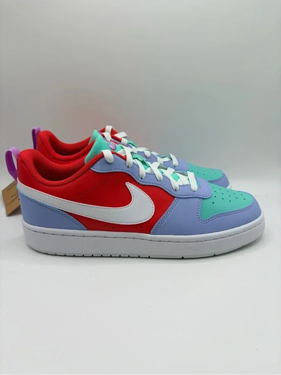 Nike Court Borough Low Recraft GS Top Sneakers in Red, Mint, Lavender & White 7Y