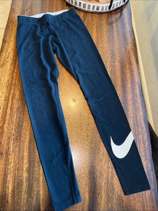 Nike Black Leggings with White Swoosh Accent