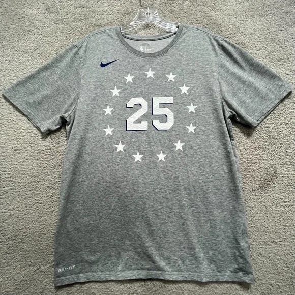 NBA Ben Simmons 25 T-Shirt Women's Large Gray Heather Nike Dri-Fit Athletic Cut‎