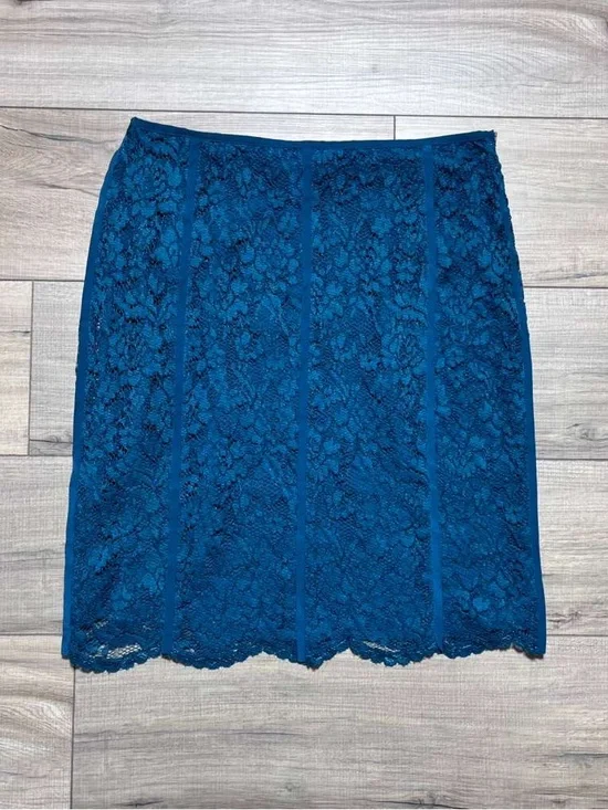 Tory Burch Womens Everett Lace Silk Lined Skirt Size  6 Winter Teal