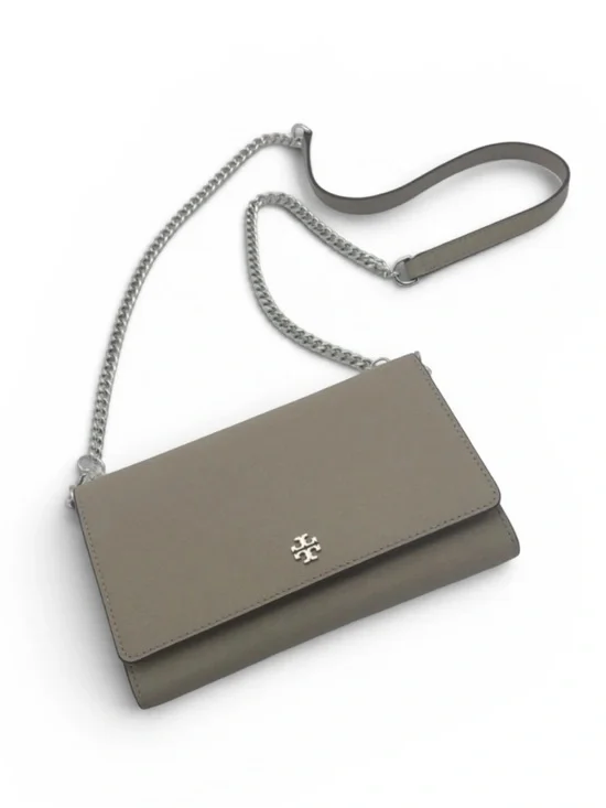 Tory Burch Robinson Chain Wallet in French Gray NWOT