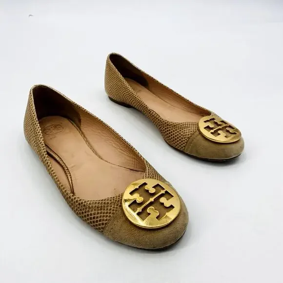 Tory Burch Tan Round Toe Ballet‎ Flats